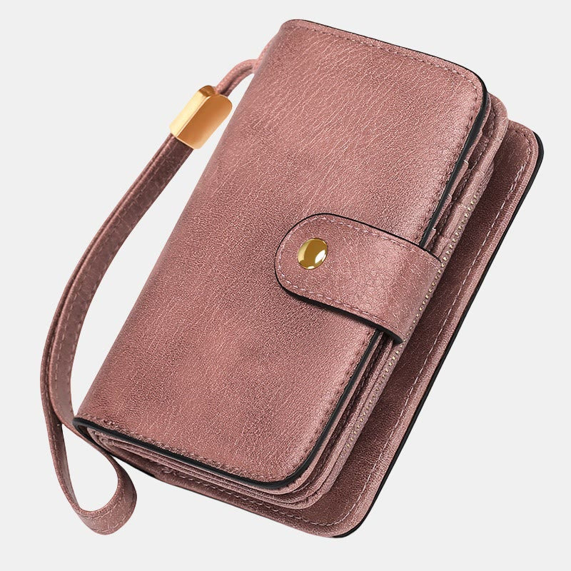 RFID-blockierende Geldbörse aus Kunstleder für Damen mit Handgelenkschlaufe und Reißverschlussfach - RosyBrown - image 18