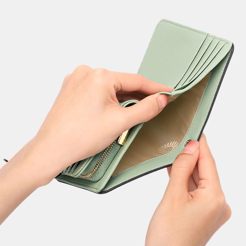 RFID-blockierende Geldbörse aus Kunstleder für Damen mit Handgelenkschlaufe und Reißverschlussfach - image 5