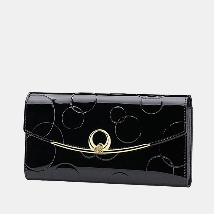 RFID-blockierende Schellack-Leder-Geldbörse mit langer Clutch für Damen