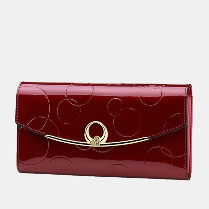 RFID-blockierende Schellack-Leder-Geldbörse mit langer Clutch für Damen