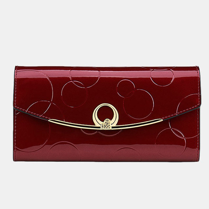 RFID-blockierende Schellack-Leder-Geldbörse mit langer Clutch für Damen