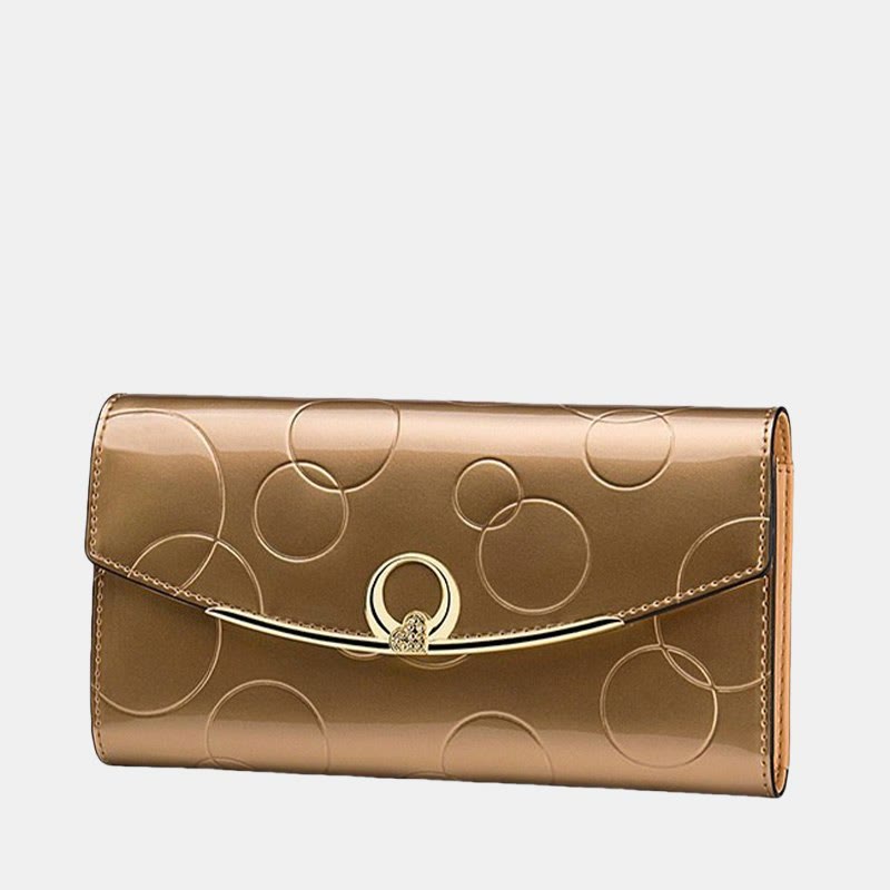 RFID-blockierende Schellack-Leder-Geldbörse mit langer Clutch für Damen