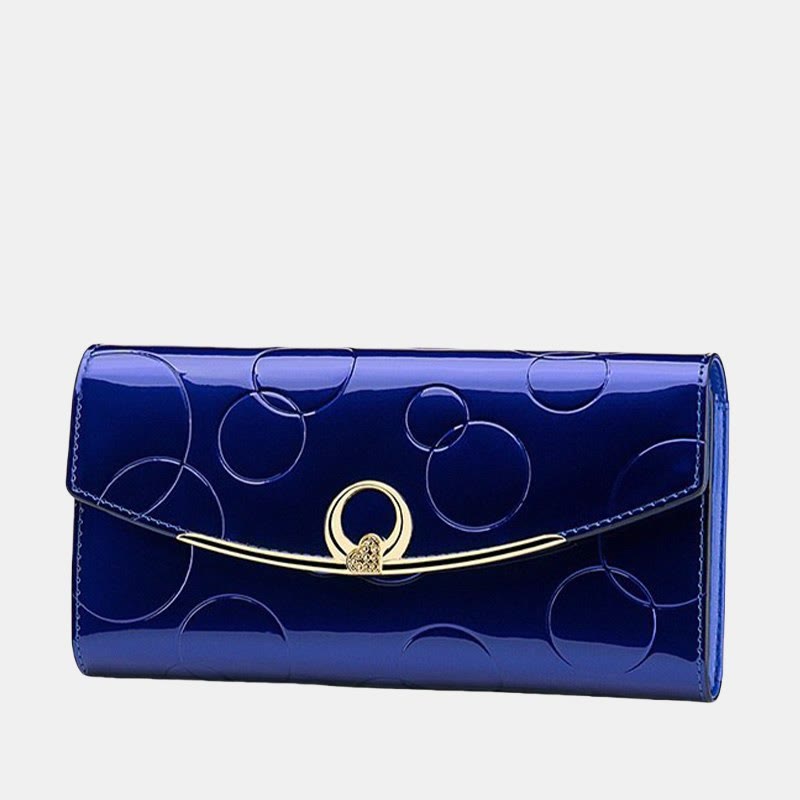 RFID-blockierende Schellack-Leder-Geldbörse mit langer Clutch für Damen