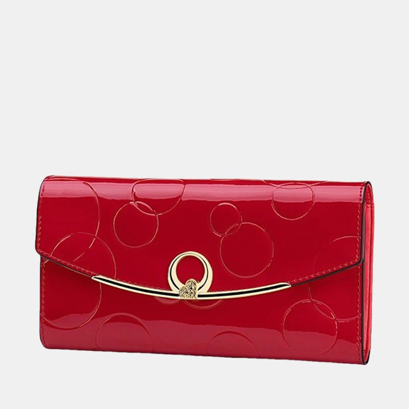 RFID-blockierende Schellack-Leder-Geldbörse mit langer Clutch für Damen