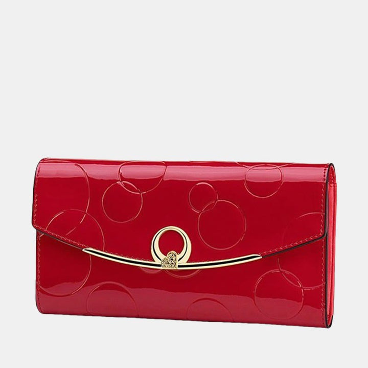 RFID-blockierende Schellack-Leder-Geldbörse mit langer Clutch für Damen