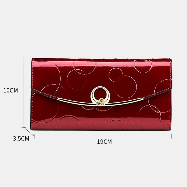 RFID-blockierende Schellack-Leder-Geldbörse mit langer Clutch für Damen