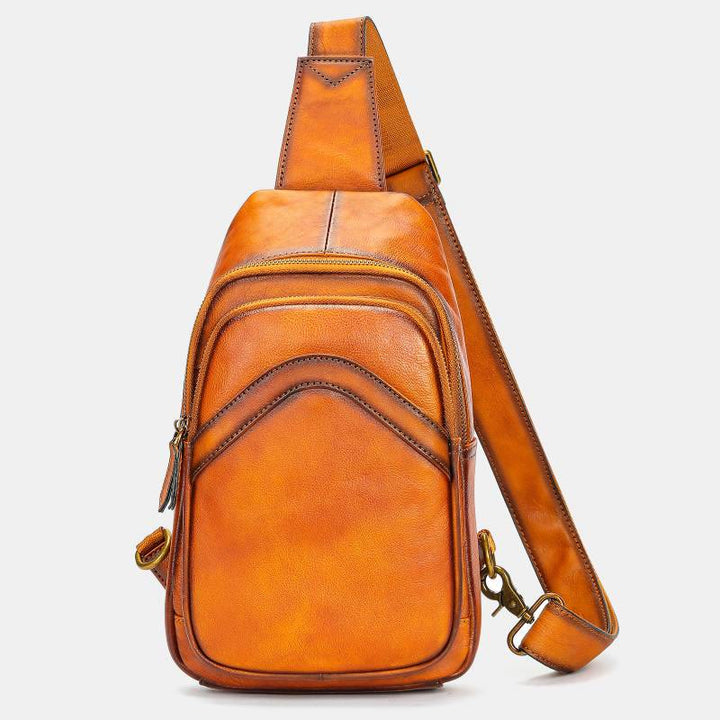 Schultertasche für Herren aus echtem Leder, lässiger Einkaufs-Tagesrucksack