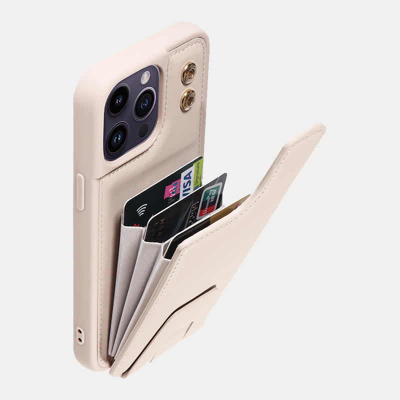 Minimalistische Handyhülle aus PU-Leder für iPhone mit Kartenhalter