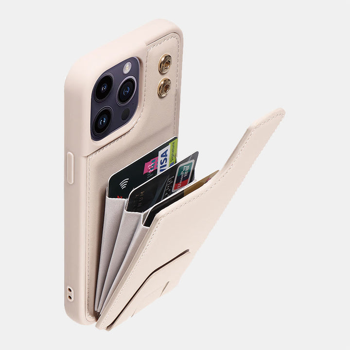 Minimalistische Handyhülle aus PU-Leder für iPhone mit Kartenhalter