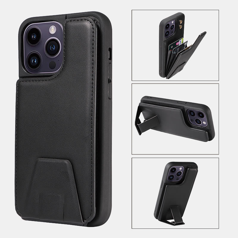 Minimalistische Handyhülle aus PU-Leder für iPhone mit Kartenhalter