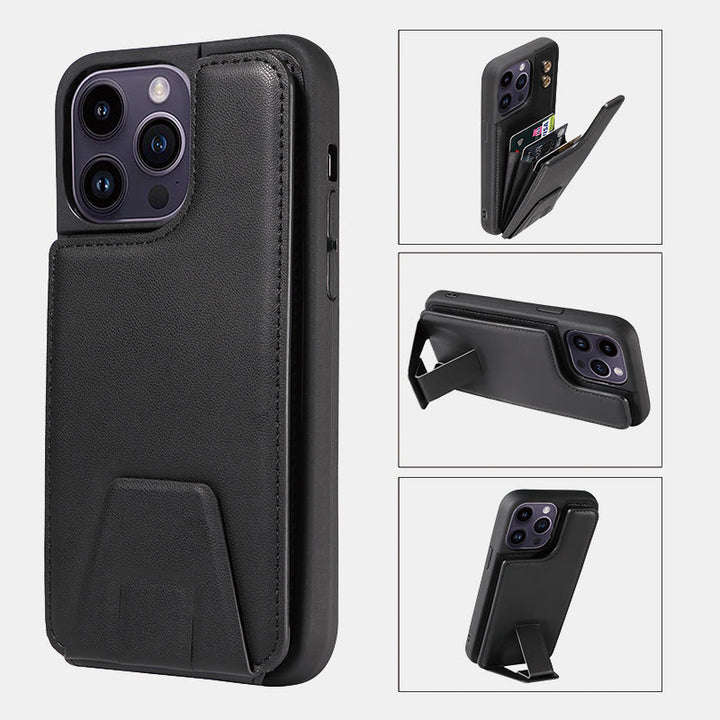 Minimalistische Handyhülle aus PU-Leder für iPhone mit Kartenhalter