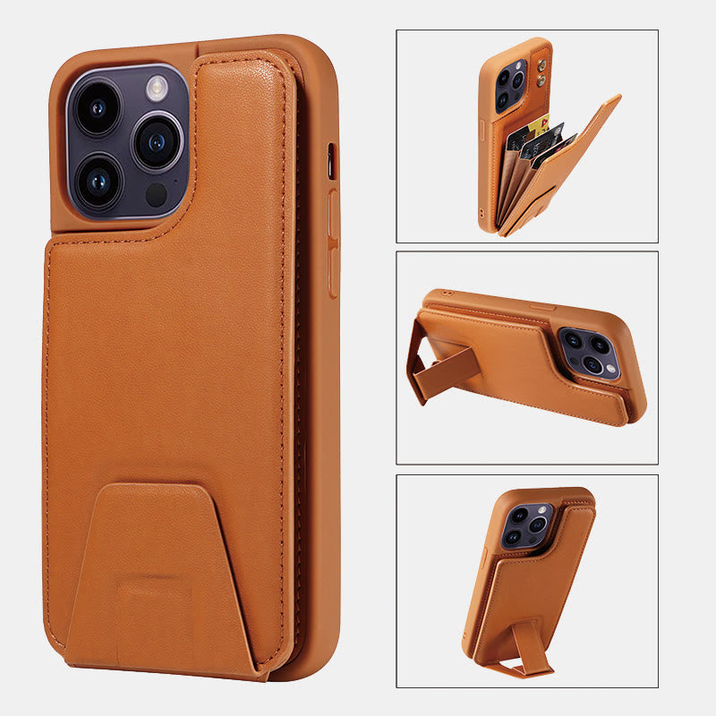 Minimalistische Handyhülle aus PU-Leder für iPhone mit Kartenhalter