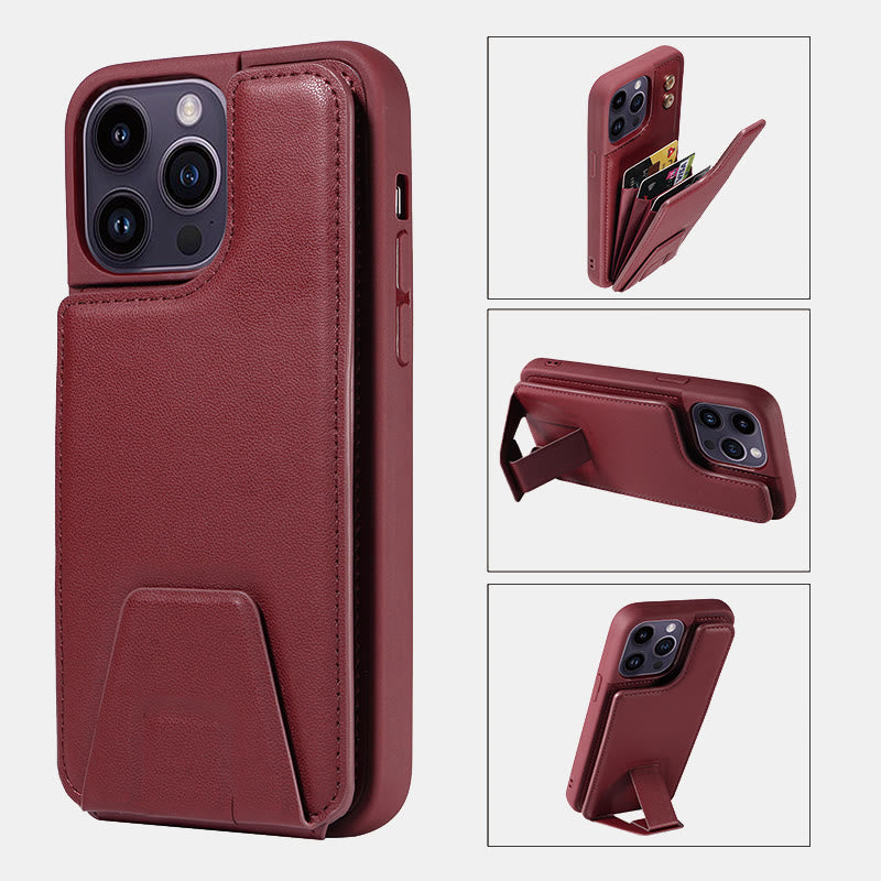 Minimalistische Handyhülle aus PU-Leder für iPhone mit Kartenhalter
