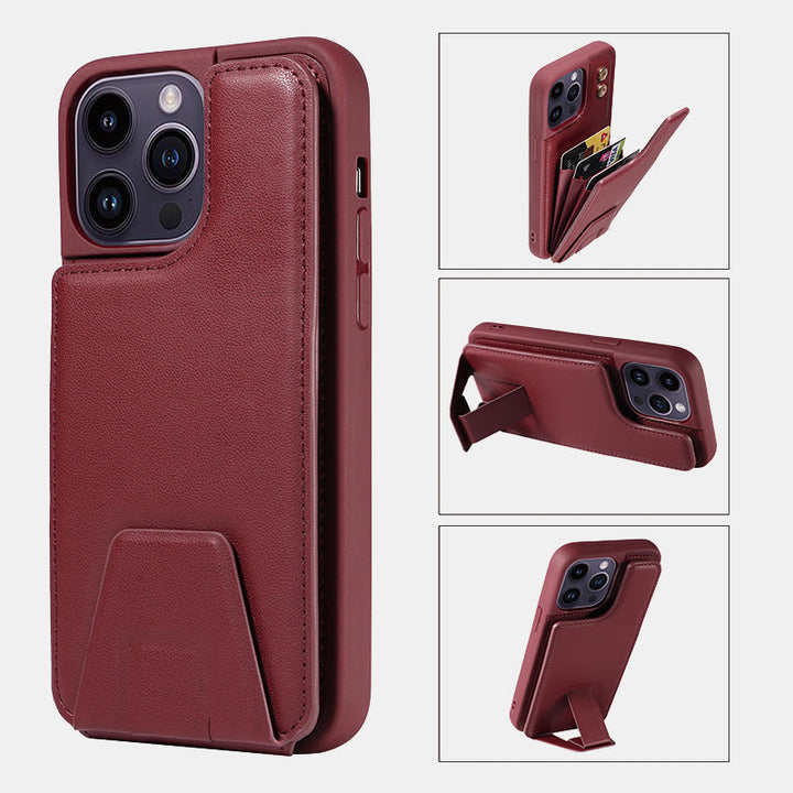 Minimalistische Handyhülle aus PU-Leder für iPhone mit Kartenhalter