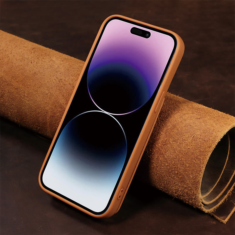 Minimalistische Handyhülle aus PU-Leder für iPhone mit Kartenhalter