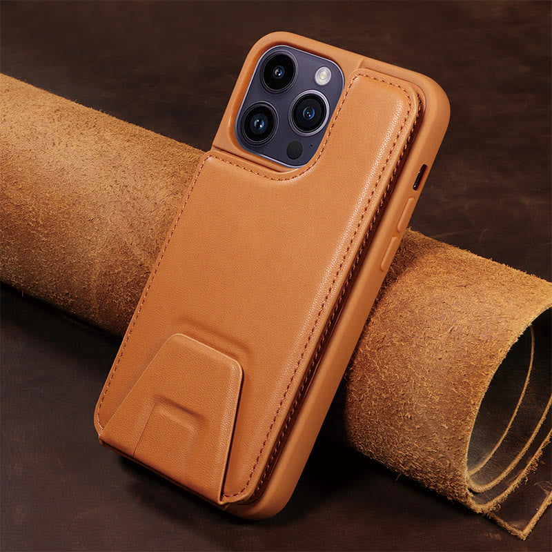 Minimalistische Handyhülle aus PU-Leder für iPhone mit Kartenhalter