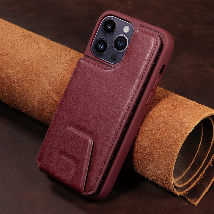 Minimalistische Handyhülle aus PU-Leder für iPhone mit Kartenhalter