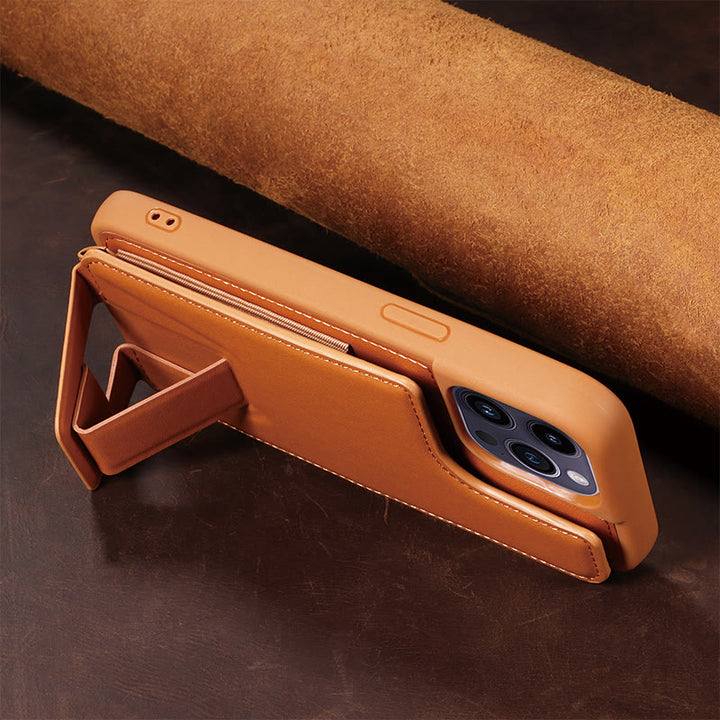 Minimalistische Handyhülle aus PU-Leder für iPhone mit Kartenhalter