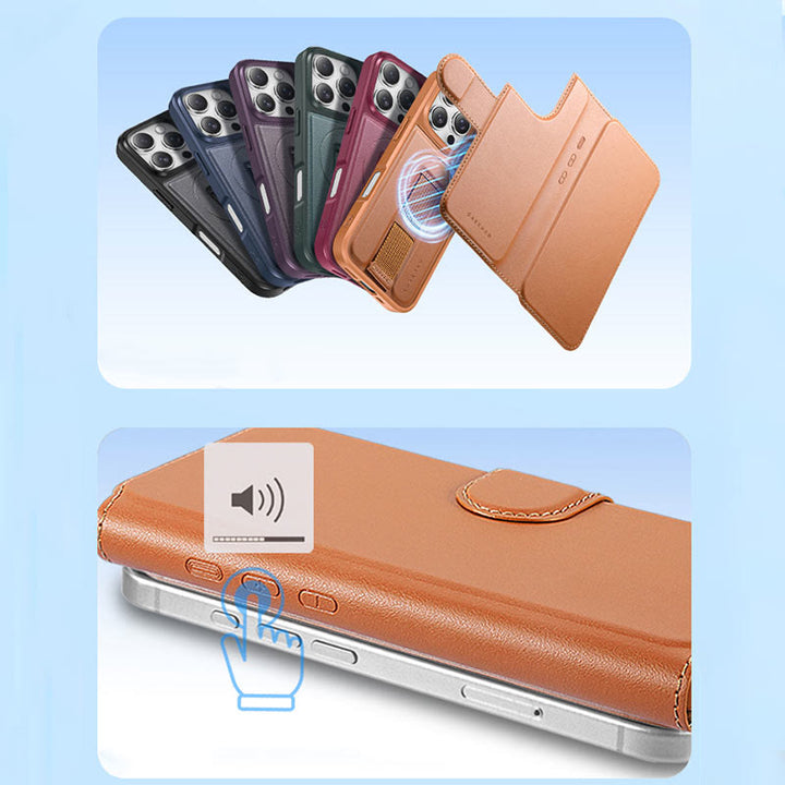 RFID-blockierende magnetische Handyhülle für iPhone mit Kartenhalter