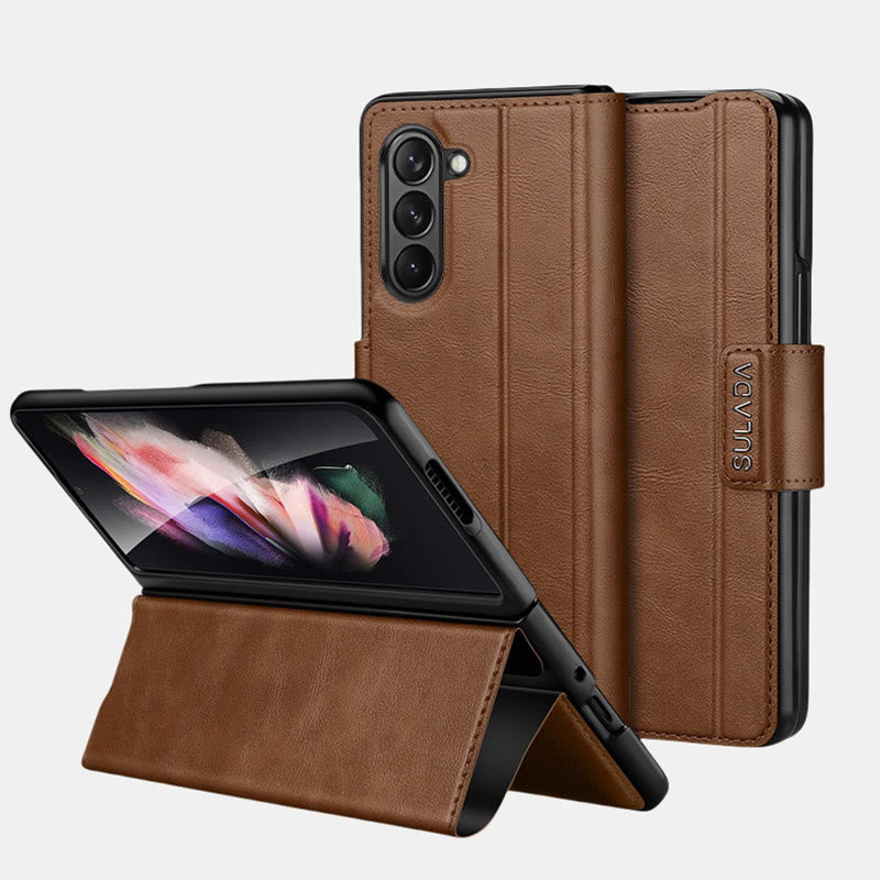 Handyhülle aus Kunstleder für Galaxy Z Fold 2/3/4/5/6 mit Klappständer-Scharnierschutz - Sienna - Samsung Z Fold 2 - image 12
