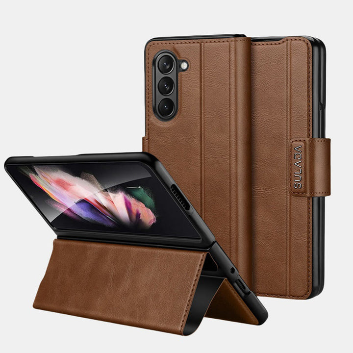 Handyhülle aus Kunstleder für Galaxy Z Fold 2/3/4/5/6 mit Klappständer-Scharnierschutz - Sienna - Samsung Z Fold 2 - image 12