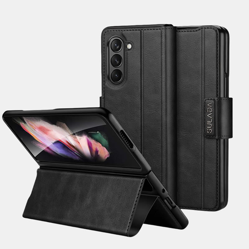 Handyhülle aus Kunstleder für Galaxy Z Fold 2/3/4/5/6 mit Klappständer-Scharnierschutz - Schwarz - Samsung Z Fold 2 - image 10