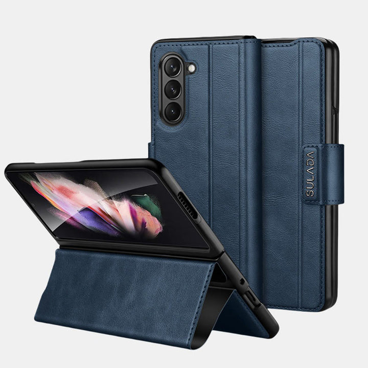 Handyhülle aus Kunstleder für Galaxy Z Fold 2/3/4/5/6 mit Klappständer-Scharnierschutz - Marine - Samsung Z Fold 2 - image 13