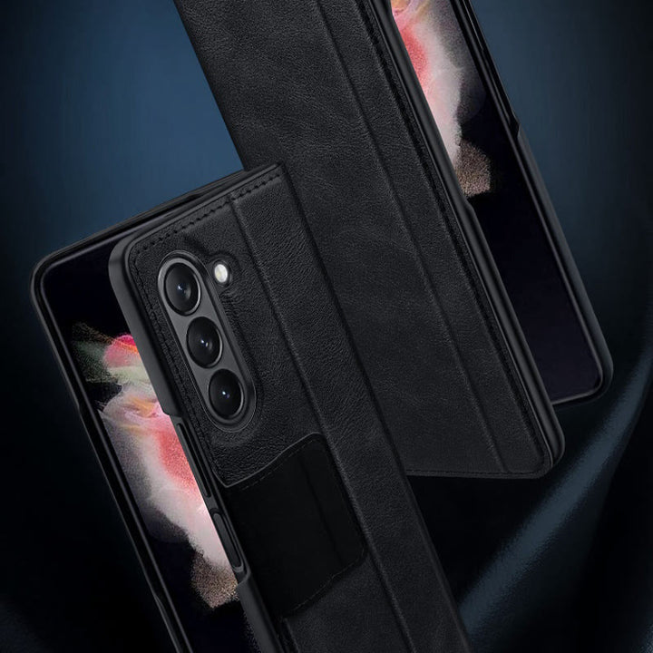 Handyhülle aus Kunstleder für Galaxy Z Fold 2/3/4/5/6 mit Klappständer-Scharnierschutz - image 7