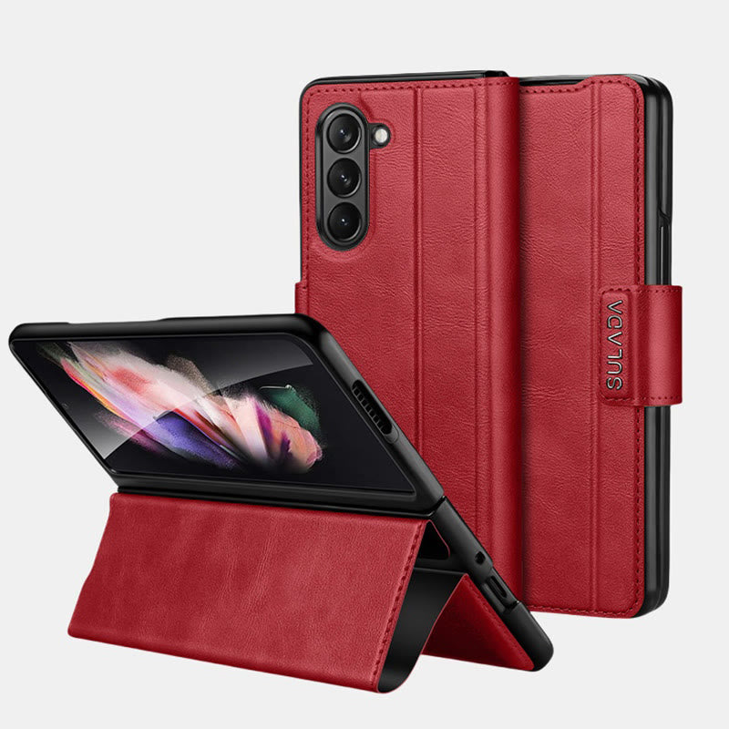 Handyhülle aus Kunstleder für Galaxy Z Fold 2/3/4/5/6 mit Klappständer-Scharnierschutz - Rot - Samsung Z Fold 2 - image 13