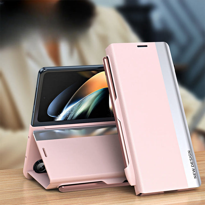 Premium-Leder-Telefonhülle mit Magnetverschluss für Galaxy Z Fold mit S-Pen-Steckplatz