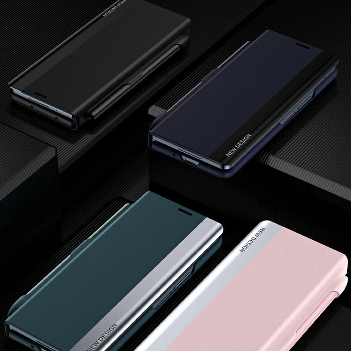 Premium-Leder-Telefonhülle mit Magnetverschluss für Galaxy Z Fold mit S-Pen-Steckplatz