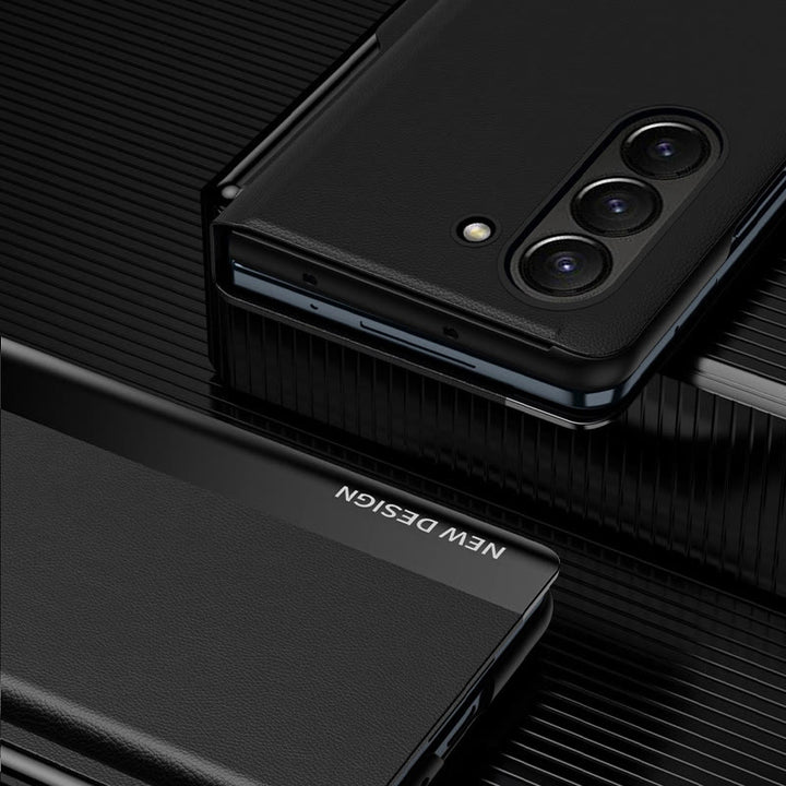 Premium-Leder-Telefonhülle mit Magnetverschluss für Galaxy Z Fold mit S-Pen-Steckplatz