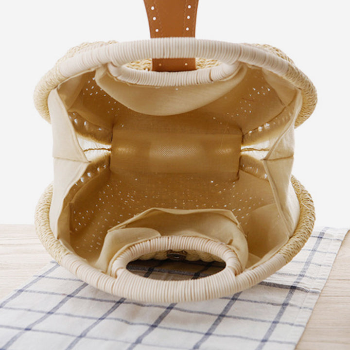 Lässige, runde Rattan-Handtasche