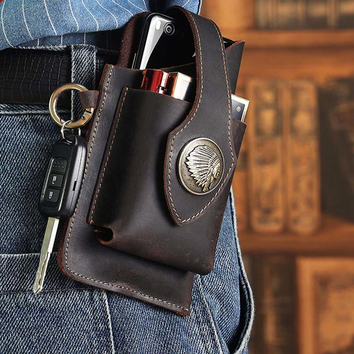Retro Leder Telefon Holster für Männer Universal Fall Taille Tasche EDC