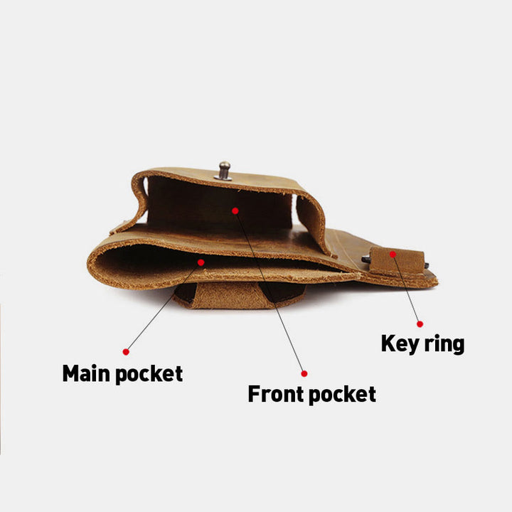 Retro EDC Echtleder Handytasche Hüfttasche 