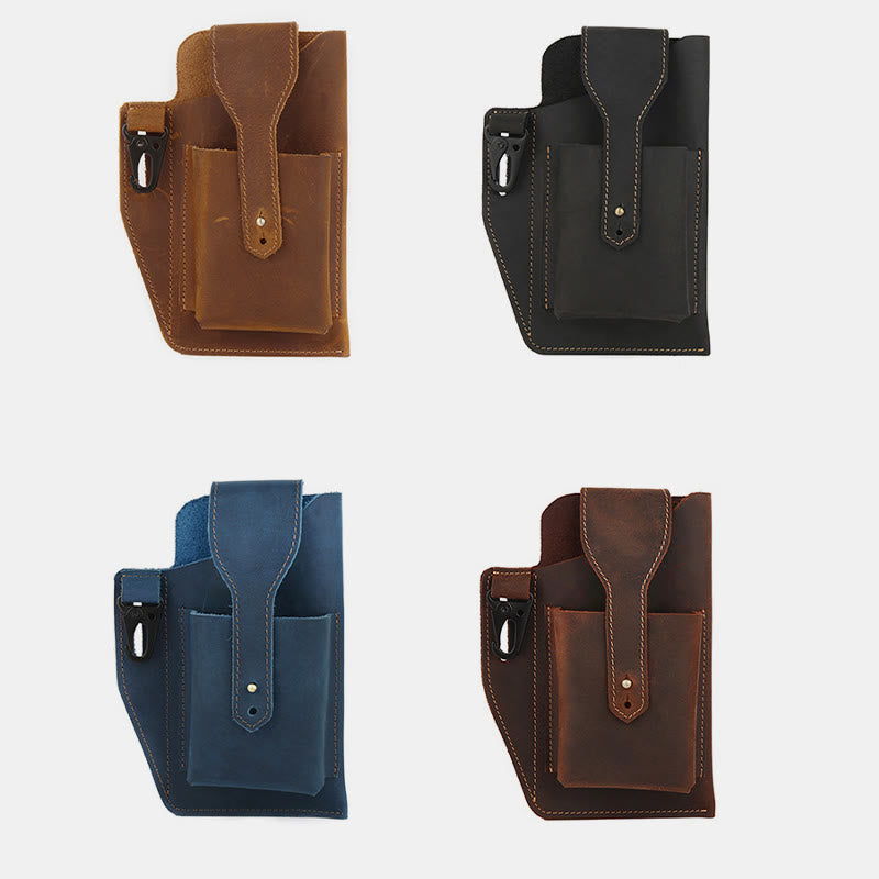 Retro EDC Echtleder Handytasche Hüfttasche 