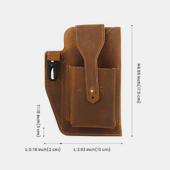 Retro EDC Echtleder Handytasche Hüfttasche 