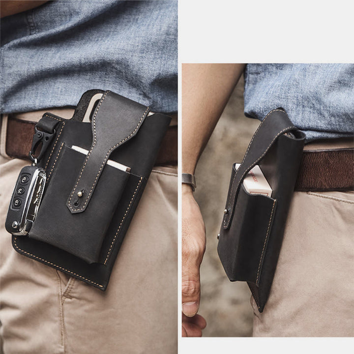 Retro EDC Echtleder Handytasche Hüfttasche 
