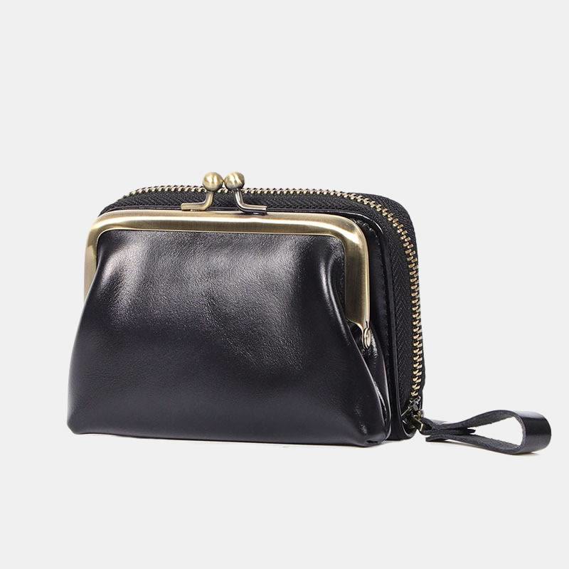 Retro-Kartenetui, Münzgeldbörse, Geldbörse, Mini-Handtasche mit Reißverschluss für Damen - Schwarz - image 21