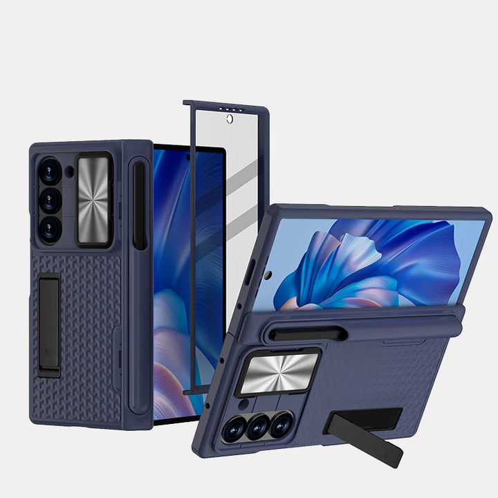 Handyhülle für Z Fold 6 mit Displayschutzfolie, Ständer, Stiftschlitz, Ganzkörper-Scharnierschutz