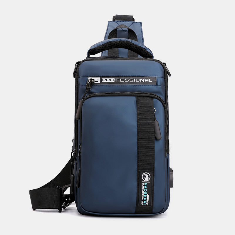 Leichte klassische Schultertasche mit mehreren Taschen und USB-Ladeanschluss für 4 Verwendungszwecke
