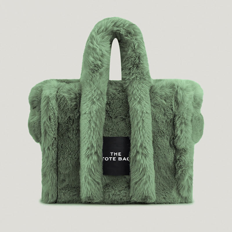 Solide Plüsch-Handtasche für den Winter, weiche Umhängetasche mit breiten Riemen