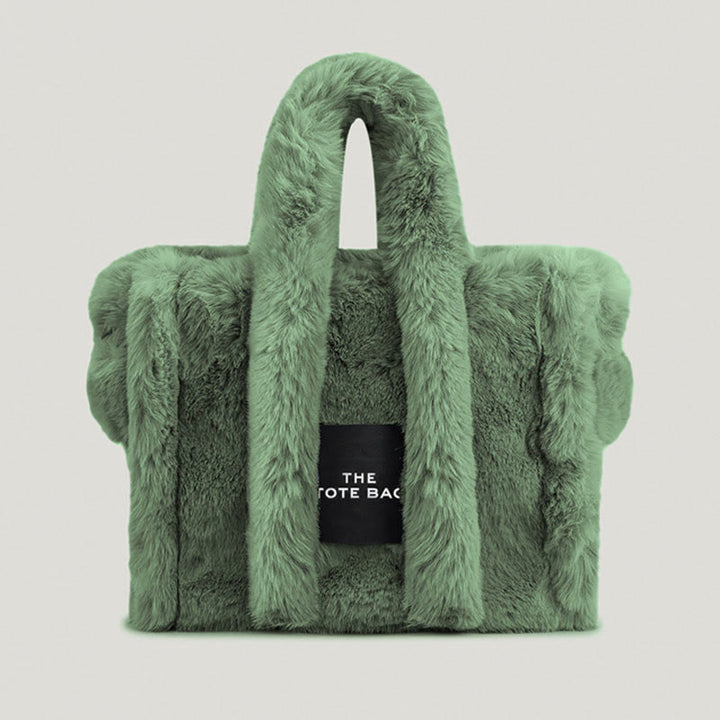 Solide Plüsch-Handtasche für den Winter, weiche Umhängetasche mit breiten Riemen