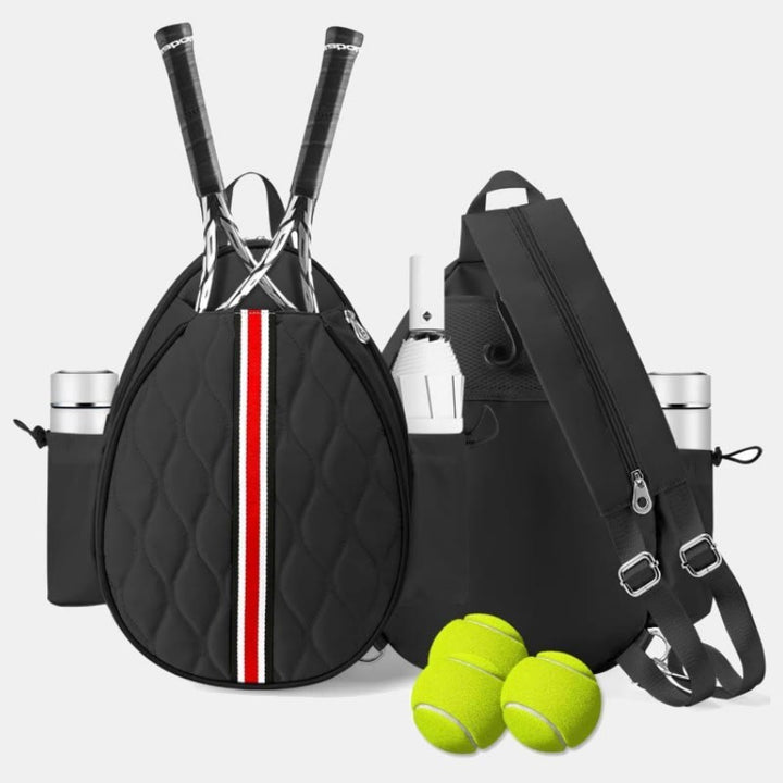 Gesteppte Tennis-Sling-Umhängetasche, wandelbarer Rucksack, Schlägertasche - Schwarz - image 8