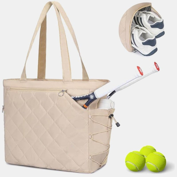 Wasserdichte gesteppte Schlägertasche, Tragetasche für Tennis, Picketball, Tragetasche, Umhängetasche - Weiß - image 9