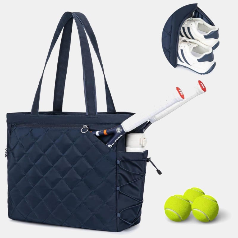 Wasserdichte gesteppte Schlägertasche, Tragetasche für Tennis, Picketball, Tragetasche, Umhängetasche - Marine - image 1