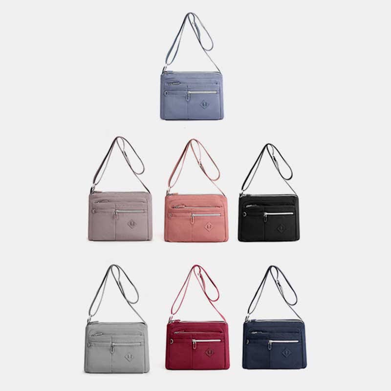 Umhängetasche mit Doppelreißverschlussfach für Damen, leichte Schultertasche mit mehreren Taschen