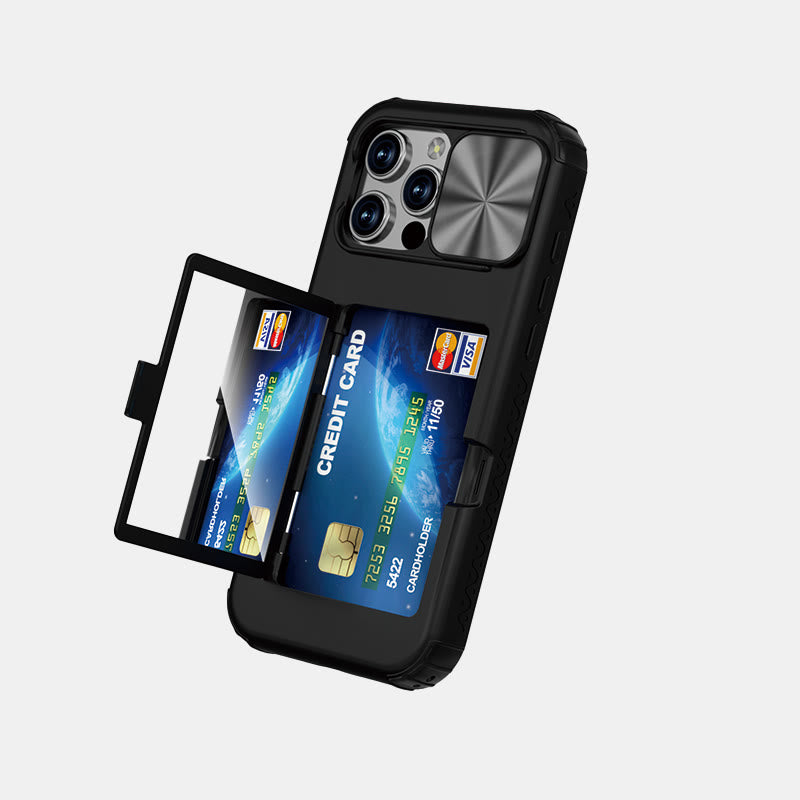 Handy-Wallet-Hülle für iPhone 16 mit integriertem Kartenhalter und verschiebbarem Kameraschutz