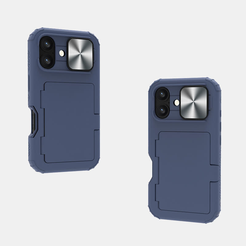 Handy-Wallet-Hülle für iPhone 16 mit integriertem Kartenhalter und verschiebbarem Kameraschutz
