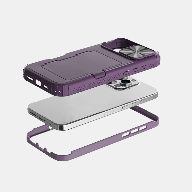 Handy-Wallet-Hülle für iPhone 16 mit integriertem Kartenhalter und verschiebbarem Kameraschutz